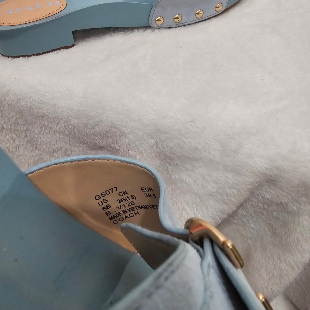 Coach Bleeker Suede Blue Sandals Women's Size 8 - Picture 7 of 7